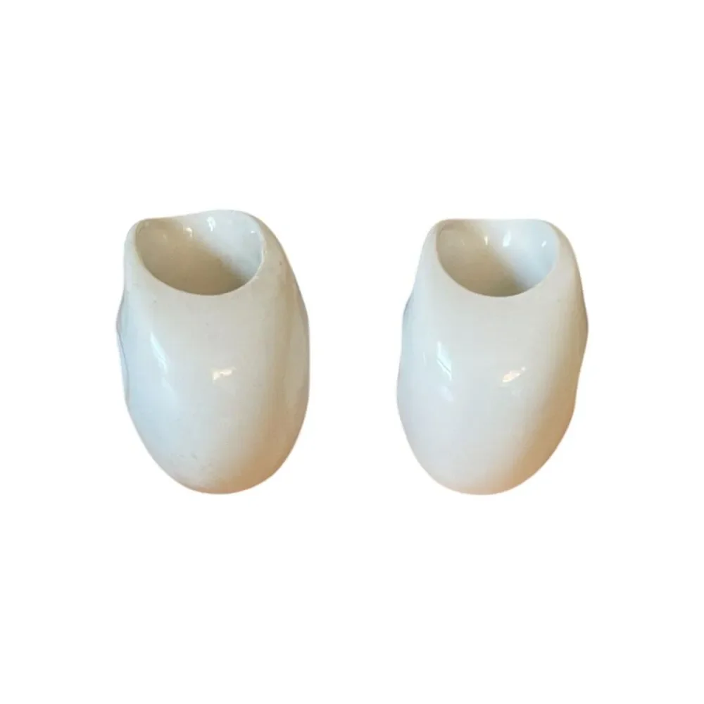 Pair Vintage Midcentury Anfora Pinched Porcelain Individual Creamer/Condiment